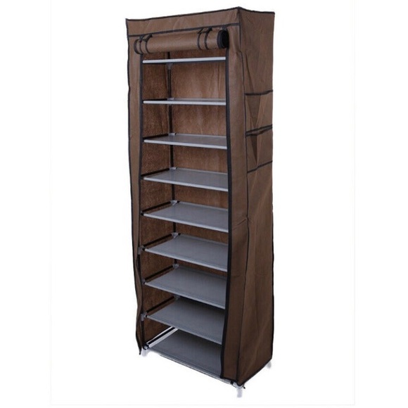 New 10 Layer Shoe Rack Shelf Storage Closet Organizer Coffee Color - Picture 2 of 7